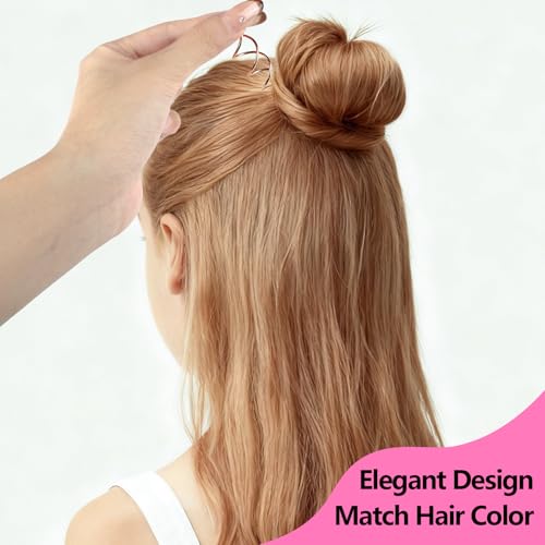 Teenitor 20Pcs Spiral Hair Pins, Spiral Bobby Pins, Spin Pins for Hair Twist, Bobby Pins for Buns Hair Bun Maker with 10 Hair Ties, Rose Gold - color: Rose Gold