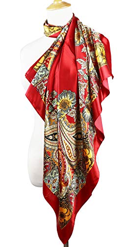 vabovin Satin Head Scarf for Women Silk Like Hair Scarf, 35 x 35 in | Silk Feel Fabric, Hair Wrap for Sleeping, Headscarf and Neck Scarf, Square Bandana Style, Fashion Accessory - color: 019 Red Cashew