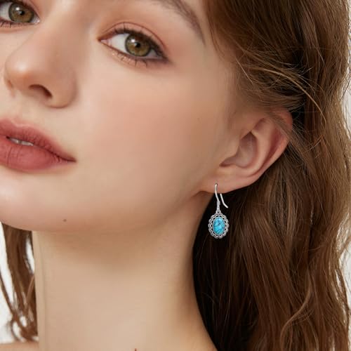Western Earrings for Women 925 Sterling Silver Turquoise Western Country Dangle Drop Earrings Country Jewelry Gifts for Cowgirl Cowboy - style: Turquoise-B