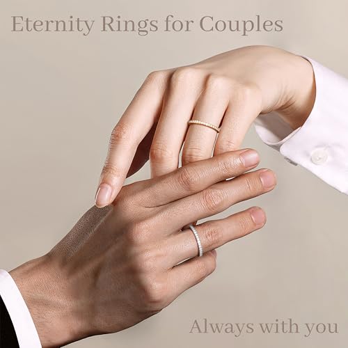 Gelbesty 925 Sterling Silver Wedding Band for Women, Gold Promise Eternity Engagement Rings for Her, Non Tarnish Silver Stackable Thumb Pinky Band for Oura Ring Size 4/5/6/7/8/9/10/11 - color: White Gold, size: 6