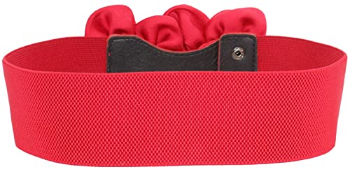 ALAIX Women's Wide Belt Stretchy Chunky Waist Belt Dress Belts Big Flower Cinch Belts Elastic Belts for Women - color: Red, size: Fits Waist (43~48 inches)