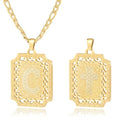 LETFLY Initial Necklaces for Women Men, 18K Gold Plated Letter Cross Pendant Necklace Alphabets A-Z Figaro Chain Jewelry Gifts - color: Square, style: Letter C