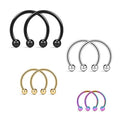 Ruifan 16G Surgical Steel CBR Nose Septum Horseshoe Earring Eyebrow Tongue Lip Nipple Helix Tragus Piercing Ring 6-16mm - color: Mix Color 2#