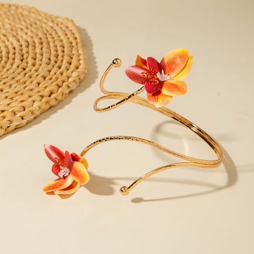 Golden Metal Starfish Seashell Upper Arm Bracelet Flower Charm Bohemia Bracelets for Women Beach Wedding Adjustable Open Cuff Bangle Coil Swirl Armband Party Jewelry - color: Style 04