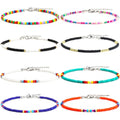 XIJIN 8Pcs Handmade Beaded Anklets for Women Boho Colorful Beads Ankle Bracelets Adjustable Foot Anklet Set - color: Multi color