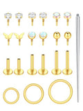 Oveta 16G 18G Flat Back Studs Earrings for Tragus Cartilage Piercing Jewelry, Surgical Steel Nose Rings Hoops 6/8/10mm, Silver/Gold - color: Gold, size: 16g*6/8/10mm bar