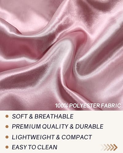 AWAYTR Long Satin Bonnet for Braids - Elastic Silk Hair Bonnets for Sleeping Night Cap Stretchy Tie Band for Women（Rose Gold） - color: Rose Gold