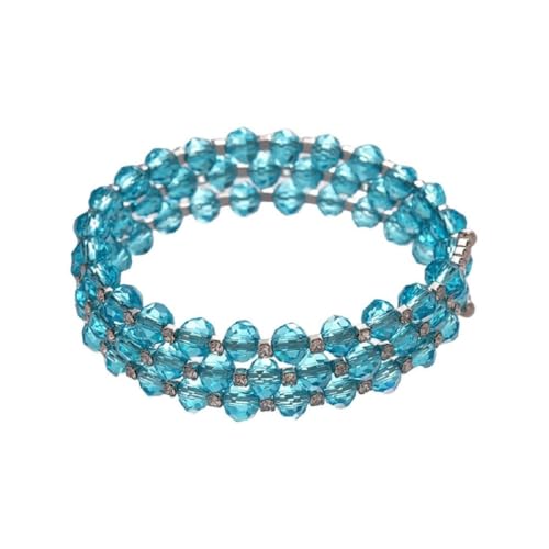 Caiyao Bohemia Multilayer Glass Beaded Charm Bracelets Handmade Resin Beads Stackable Wrap Bracelet Layered Open Cuff Bnagles for Women Holiday Vacation Boho Jewelry Gifts - color: Blue