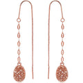 Simulated Druzy Threader Earrings for Women - Gold, Silver, or Rose Gold Tone Long Chain Earrings with Boho Created Geode Stone - color: Rose Gold - Rose Gold Stone