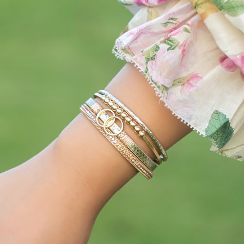 FANCY SHINY Boho Leather Wrap Bracelet Stackable Infinity Chunky Cuff Bracelets Western Hippie Outfits Jewelry Valentine Gifts for Women - color: Snakeskin Gold