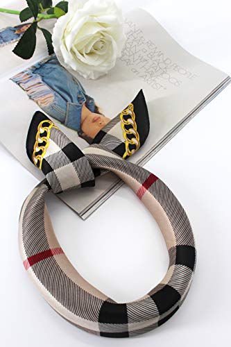 ANDANTINO 100% Mulberry Silk Scarf -21” Square Neckerchief with Gift Packed - color: Classic Plaid