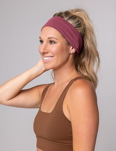 Maven Thread 4" Wide Workout Headbands for Women (4 Pack) – Non-Slip Sweatbands for Gym, Running & Yoga - color: Muted
