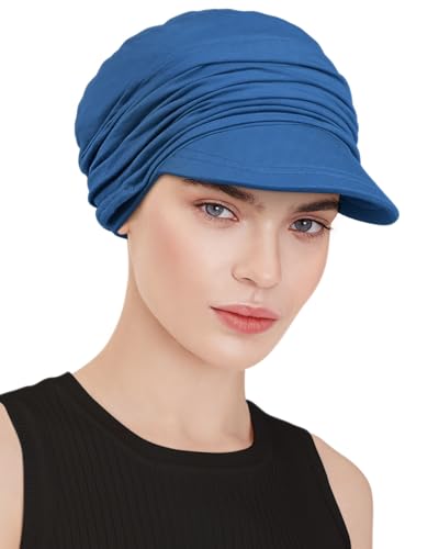 Chemo Headwear Viscose Newsboy Cap for Women Summer Hats - color: Blue