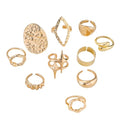 10 Pcs Chunky Gold Rings for Women Open Adjustable Star Geometry Ring Stacking Knuckles Rings Set Boho Prom Costume Fashion Jewelry - color: Gold