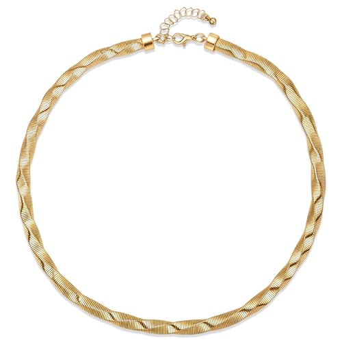Chunky Gold Collar Choker Statement Necklace for Women Trendy | Gold Plated Layered Twist Flat Thick Snake Herringbone Chain African Torque Necklace Prom Boho Necklaces Party Jewelry Gift - style: Twist Link Chain/Gold