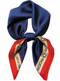 Silky Scarf for Women Lightweight Satin Bandanas Neck Hair Wrap For Sleeping Head Scarves 27.5" - color: A14 Blue & Chain/27.5"