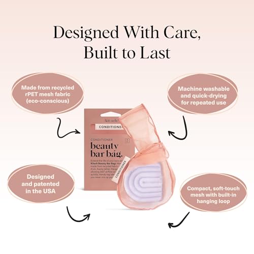 Kitsch Bar Soap Saver Pouch – Patented Mesh Soap Bag for Shampoo and Conditioner Bars - Extends Use & Prevents Soggy Mess - Recycled Beauty Bar Bag, Eco-Friendly - Terracotta - color: Terracotta