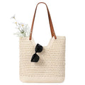 Sightor Crochet Beach Bag, Woven Tote Bag Summer Boho Bag Travel Casual Shoulder Bag for Summer Vacation - color: Beige