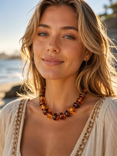 Multi-Color Chunky Beaded Necklace for Women, Vibrant Acrylic Candy Bead Choker Necklace with Adjustable Stainless Steel Clasp, Summer Statement Jewelry for Festivals - color: Orange
