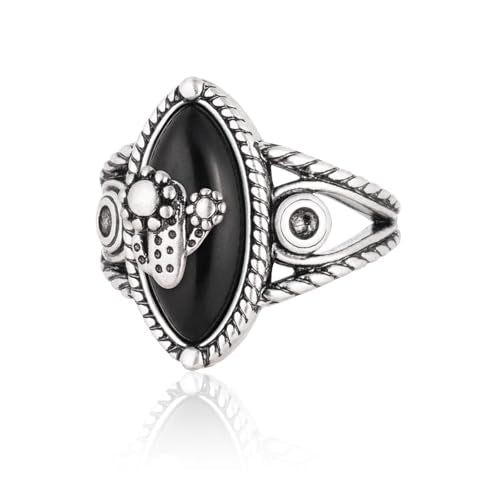 Montana West Wrangler Western Couture's Bohemian Turquoise Cuff Ring for Women Cowgirl Size 7 - color: Silver-Black
