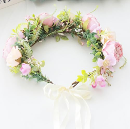 Vivivalue Fairy Floral Crown Woodland Elf flower Headband Elven Wreath for Women Halloween Wedding Cosplay Photo Props Renaissance Lavender - color: 2