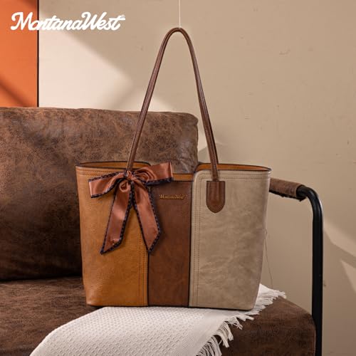 Montana West Tote Bags for Women Top Handle Satchel Purses - color: Beige With Yellow