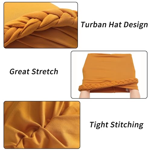 ZLYC Chemo Headwear for Women Pre Tied Turban Headwear Lightweight Beanie Hat - color: Braid Yellow