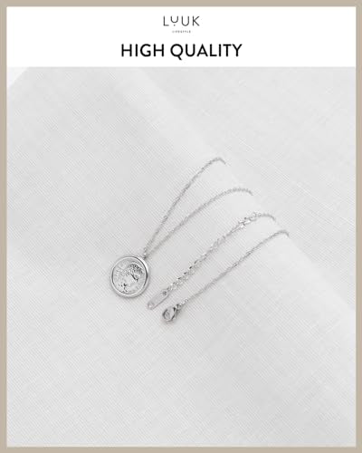 LUUK LIFESTYLE Minimalist necklace with rainbow pendant, HAPPINESS slogan card, symbol of diversity, waterproof stainless steel, gift for women, trendy, chic, silver - color: Silver, size: Cleopatra