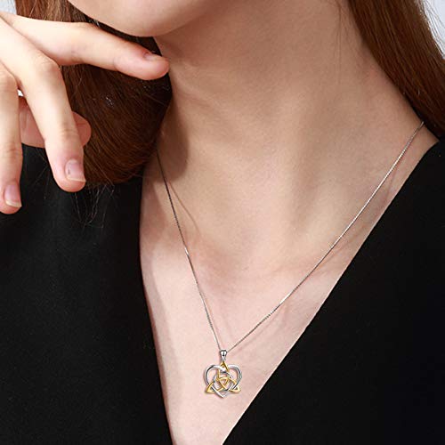 Celtic Jewelry Necklace Gifts Sterling Silver Good Luck Irish Vintage Triquetra Trinity Celtics Love Knot Pendant Necklace Christmas Gifts for Women Mother - style: Celtic necklace-Golden