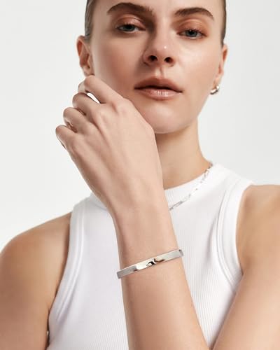 WOWORAMA Adjustable Slider Bracelets for Women Bar Friendship Bangle Bracelet for Women Gold/White Gold/Rose Gold Bolo Bracelet - color: Polished Bar-silver-tone