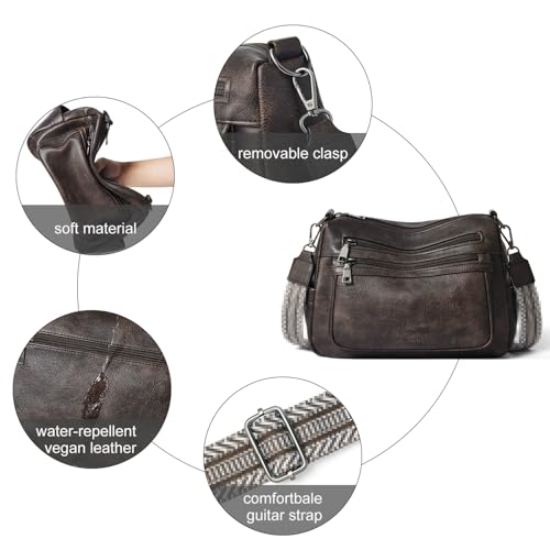 Bluome Crossbody Purses for Women, Medium Large Faux Leather Crossbody Bags Lightweight Sling Bag Shoulder Handbags - color: Coffee, size: Medium 7L
