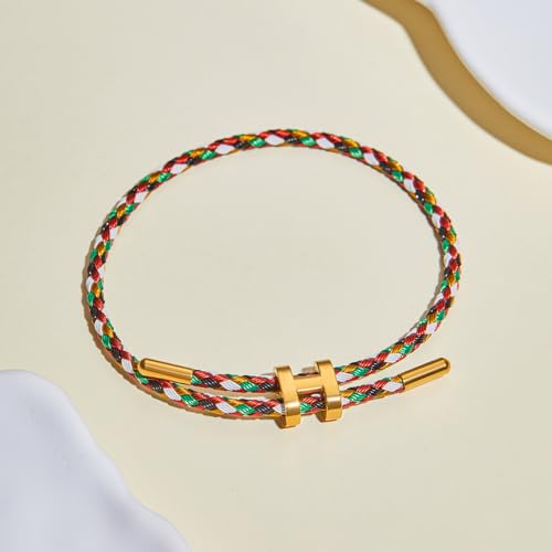 AIMADE Bracelets for Women Adjustable Charm Bracelet, 18k Gold-plated Buckle Design Titanium Steel Wire Rope Women's Gift Jewelry - color: Multicolour-A