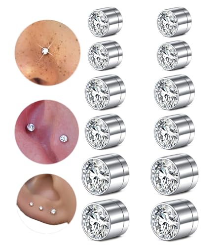 MODRSA Fake Nose Stud Fake Nose Ring Stud Fake Nose Piercing Fake Lip Ring Fake Earrings Stud Silver Gold Fake Cartilage Helix Earring Clip on Earring Hoop Fake Eyebrow Ring Fake Bridge Piercing - color: B4-fake stud - silver