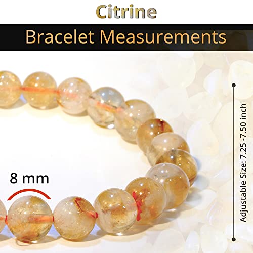 ANAYA AGATE Healing Crystal Bracelet for Women and Men – 8mm Round Beaded Bracelet for Men and Women – Unisex Stretchy Gemstone Bracelet for Healing and Protection - color: Citrine Natural
