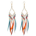 FRESHME Native American Earrings for Women - Ethnic Indian Feather Earrings, Western Jewelry for Photoshoot Music Festival