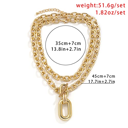 Gold Chunky Necklaces for Women Multi Layered Punk Gold Statement Necklaces Hip Hop Portrait Cuban Link Chain Necklace 90s Outfit Accessories - style: Style2