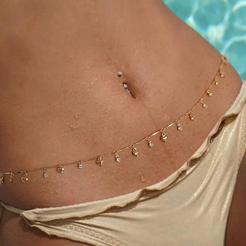 MODRSA Silver Gold Belt Chain Belt for Women Fashion Plus Size Pearl Waist Chains Metal Layered Gold Belts Chains no Tarnish Trendy Pirate Belly Belts for Women Dress Sun Moon Star Waist Jewelry - color: D6- Rectangle rhinestone- gold