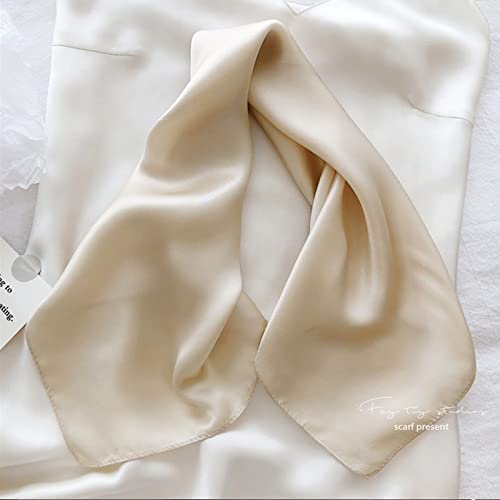 Ciormis 100% Mulberry Silk Scarf-Women's 21''/27''Square Silk Hair Head Scarf Neckerchief with Gift Packaged - color: 21''x 21''-style 06-champagne