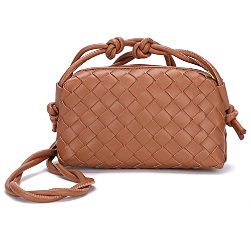 ZEDIUH Woven Bag for Women Crossbody Shoulderbag, Small Vegan Leather Purse - color: Brown