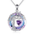 POPLYKE Mothers Day Gifts for Mom Her Wife Tree of Life Necklace 925 Sterling Silver Birthstone Pendant with Crystal Anniversary Birthday Wedding Jewelry for Women - color: 02-Feb-Amethyst, style: White Gold Plated-Amethyst Crystal