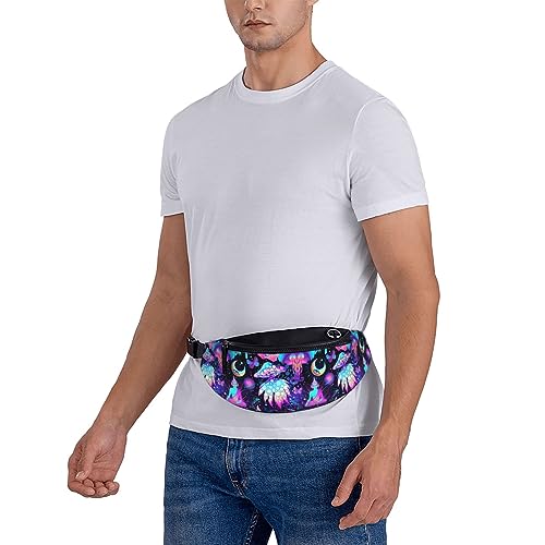 Magic Mushrooms Psychedelic Colorful Hippie Boho Fashion Casual Fanny Pack Waist Bag Men Women Adjustable Belt Waist Bag For Travel Hiking Cycling Running Festival Carnival - color: Black16