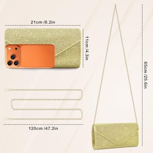 PACETAP Rhinestone Clutch Purses for Women, Sparkly Glitter Evening Bags Handbag Crossbody Bag for 1920s Party Wedding Prom(Light Yellow) - color: Rhinestone Light Yellow