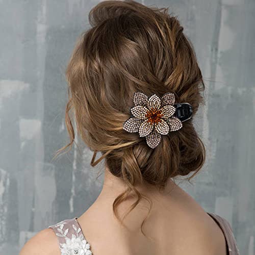 inSowni 4 Pack Luxury Fancy Decorative Glitter Sparkly Crystals Rhinestones Big Flower Hair Claws Clips Barrettes Hairpins Clamps Korean Hair Accessories for Women Girls Thick Long Hair - color: 4pcs Set C