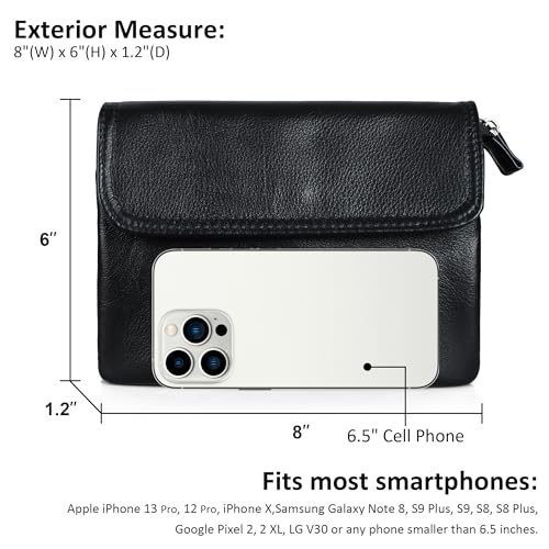 befen Genuine Leather Small Crossbody Bags for Women Cell Phone Bag Cross Body Purses,Silver Zipper - color: Medium Black