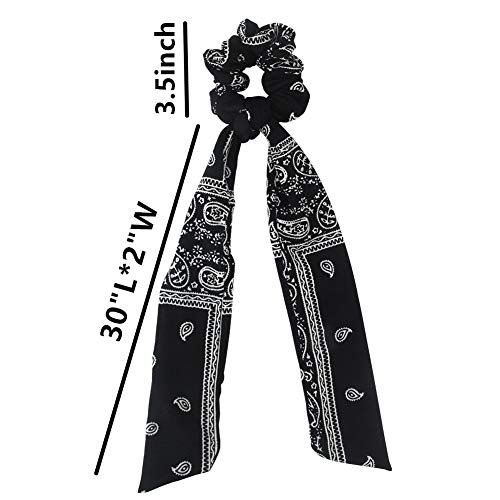 Hair Ties with Ribbons,6PCS Paisley Bow Scrunchies | Scrunchie Bowknot,Hair Ribbon,Bow Ponytail,Soft,Cute,Hair Accessories for Women,2 in 1 - color: NO1