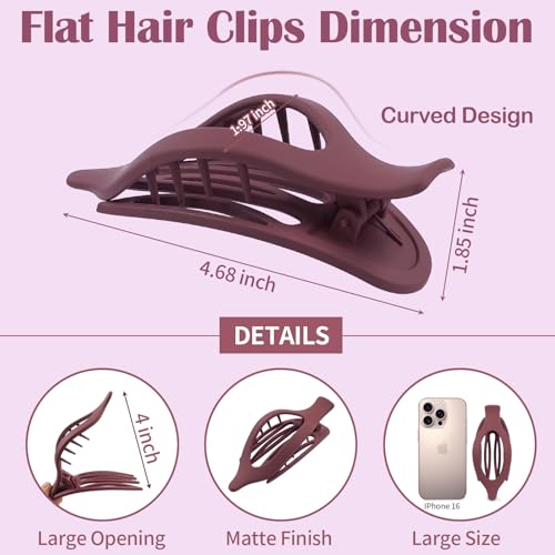 9 Pack Flat Hair Clips for Women, Matte Claw Clips for Thick & Thin Hair (Purple) - color: Purple-Regular