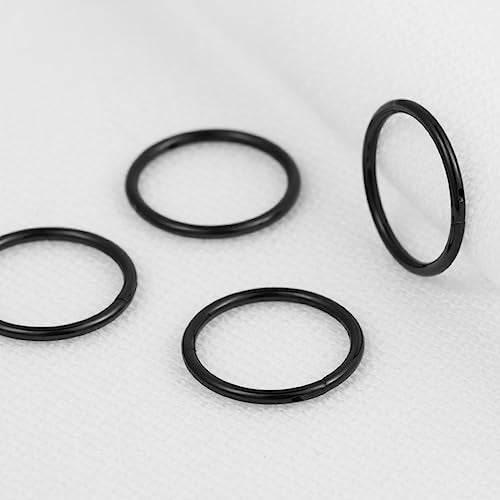 4Pcs 16G 18G 20G Surgical-Steel-Piercing-Ring-Nose-Rings-Hinged-Hoop-Earrings,6mm 8mm 10mm 12mm Seamless Stainless Steel Clicker Eyebrow Septum Piercing Hoop,Sliver Black Gold Rose Gold Rainbow Body Jewelry Set - color: 20G 8mm Black