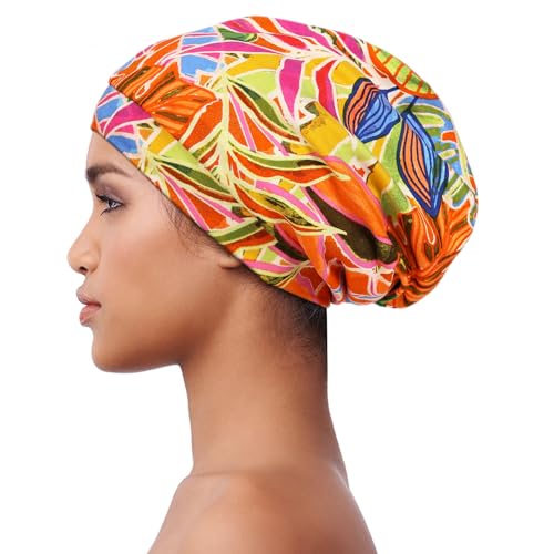 Comfy Slouchy Beanie Ideal Gift for Family & Friends Stylish Headwear Dark Orange Print - color: Dark Orange Print