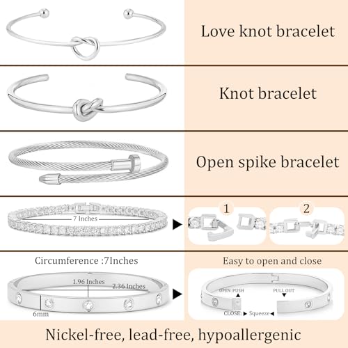 18 K Gold Plated Love Bangle Bracelet Stack Cuff Jewelry for Women Jewelry Set for Women Gift with Box - style: style16