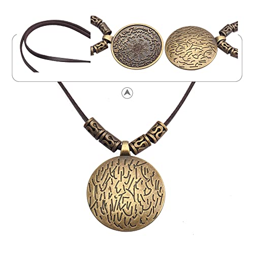 GelConnie Leather Cord Necklace Chain Multilayer Wooden Pendant Necklaces Vintage Jewelry Boho Long Sweater Necklace for Women Men - color: Boho Long Necklace